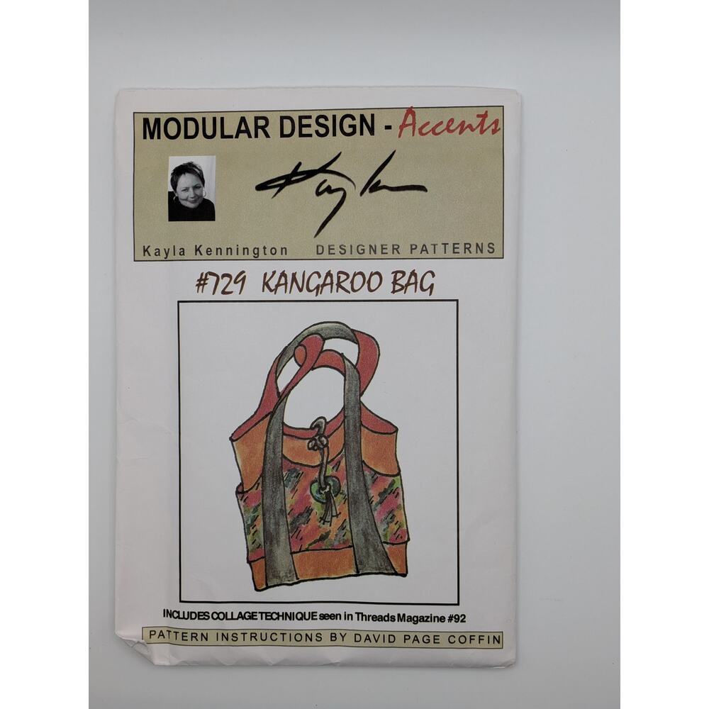KAYLA KENNINGTON Kangaroo Bag 729 Tote Sewing Pattern Collage Purse 2005 Uncut